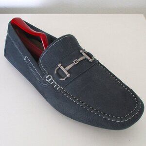 Wallin & Bros. Mens Bluish Gray Perforated Suede Driving Moccasin - Size 10.5M